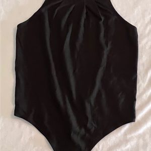 S Express Black Bodysuit Round Neck Short Sleeve Bikiny Under Shirt Top Blouse.